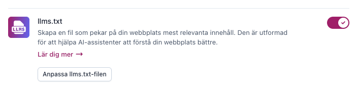 Yoast SEO-inställningen som aktiverar llms.txt i WordPress